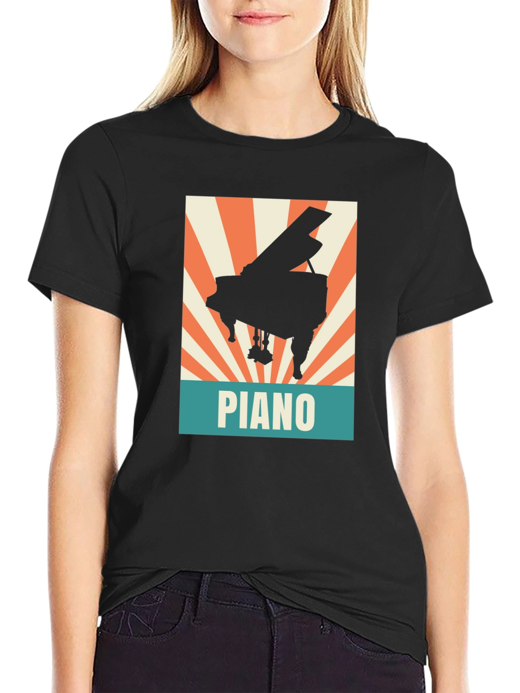 Piano Graphic Tee - Retro Style Music Lover Shirt