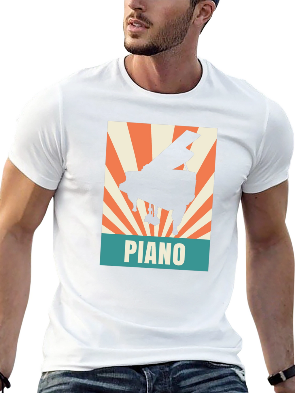 Piano Graphic Tee - Retro Style Music Lover Shirt