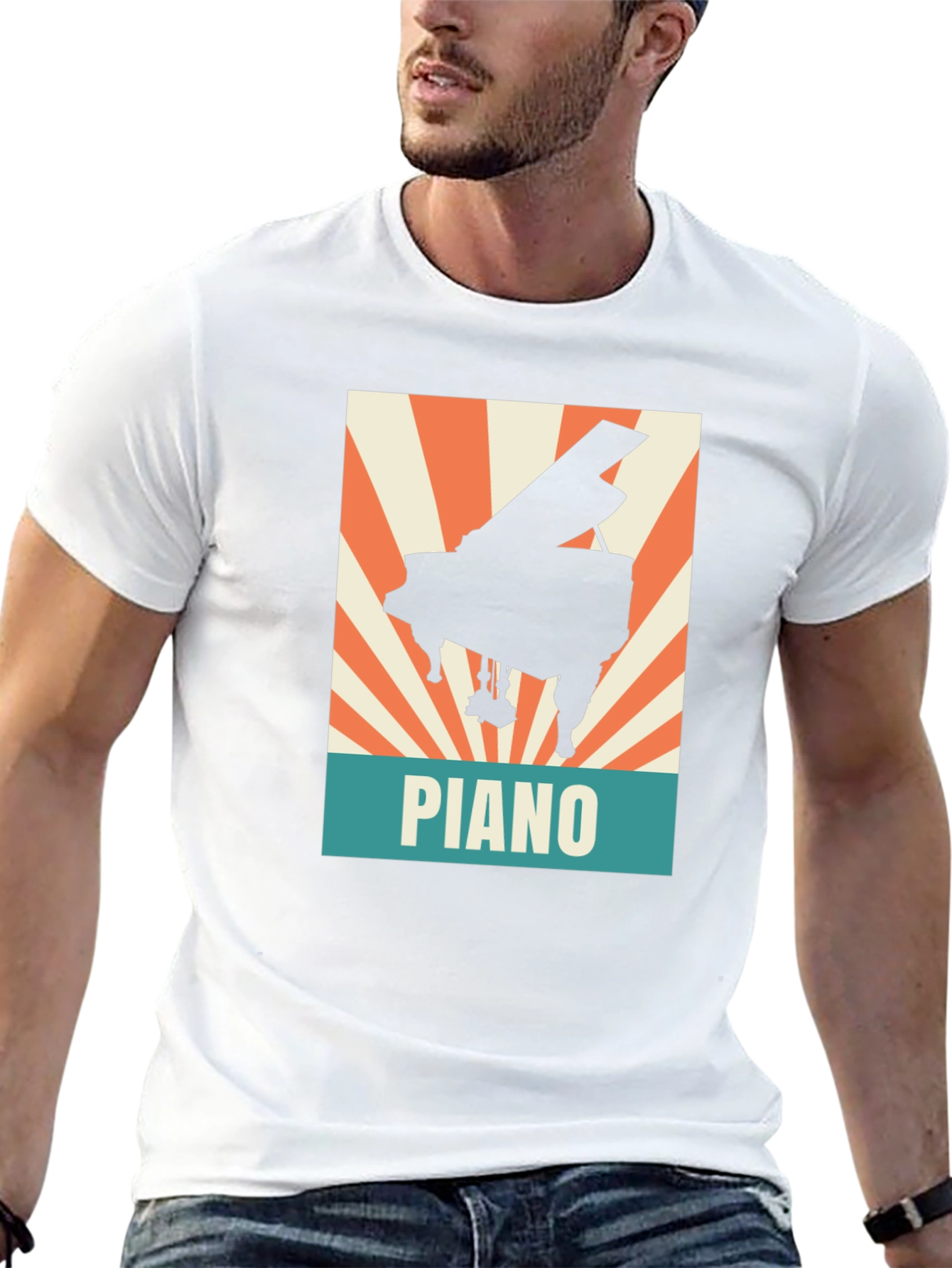 Piano Graphic Tee - Retro Style Music Lover Shirt