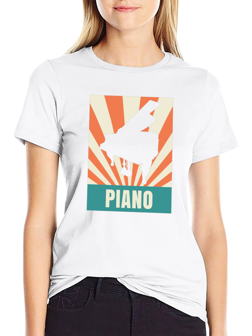 Piano Graphic Tee - Retro Style Music Lover Shirt