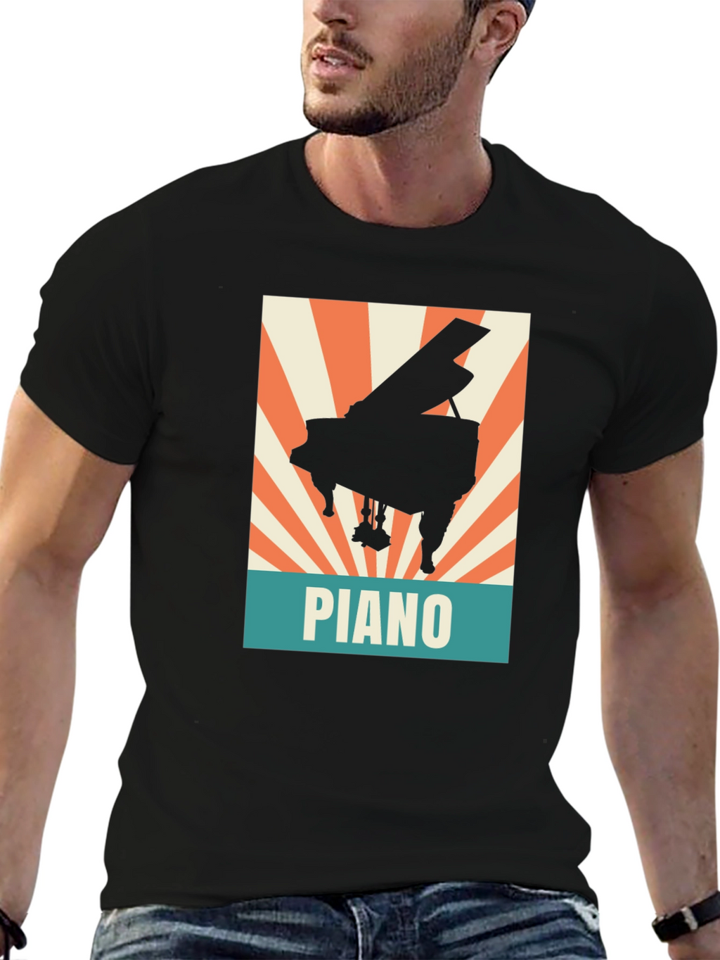Piano Graphic Tee - Retro Style Music Lover Shirt
