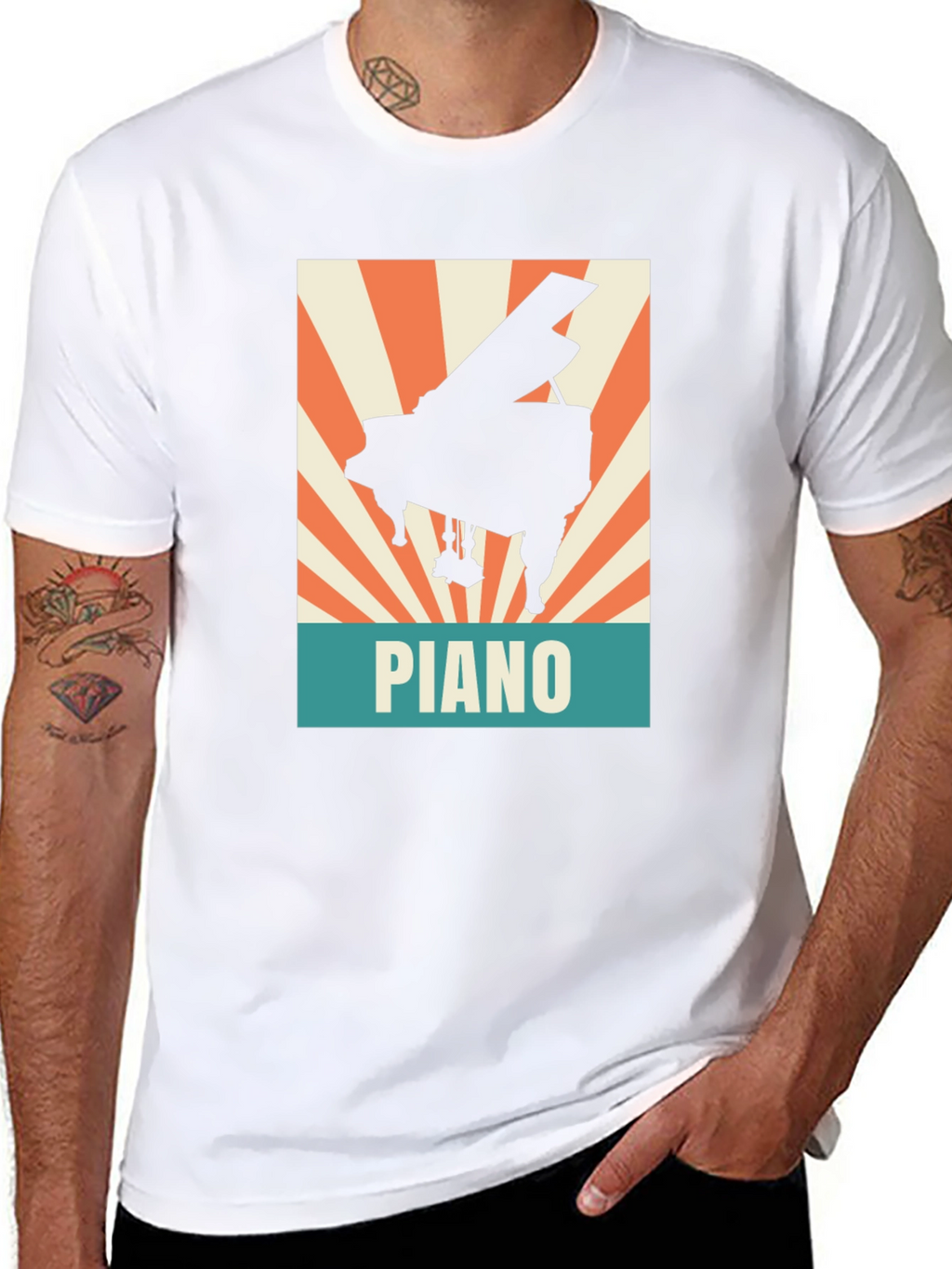 Piano Graphic Tee - Retro Style Music Lover Shirt