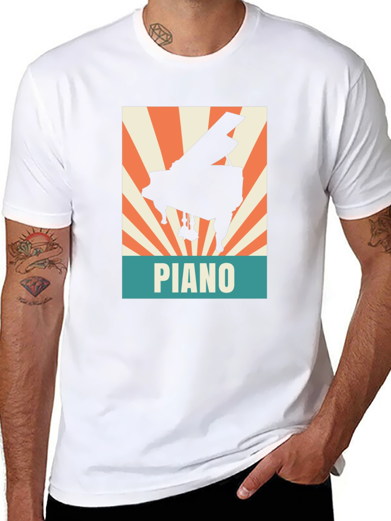 Piano Graphic Tee - Retro Style Music Lover Shirt