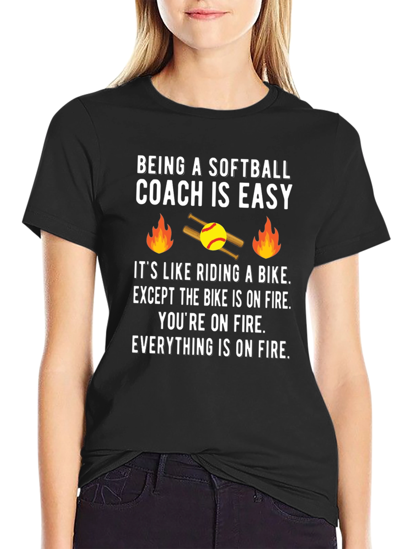Softball Coach On Fire T-Shirt - Funny Coaching Tee
