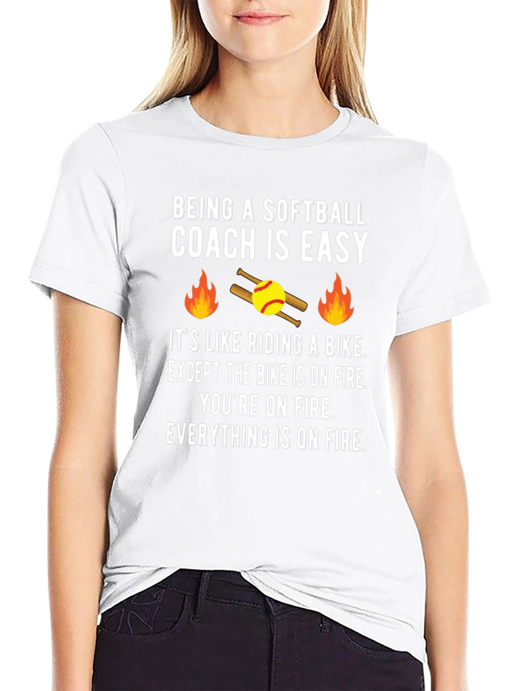 Softball Coach On Fire T-Shirt - Funny Coaching Tee