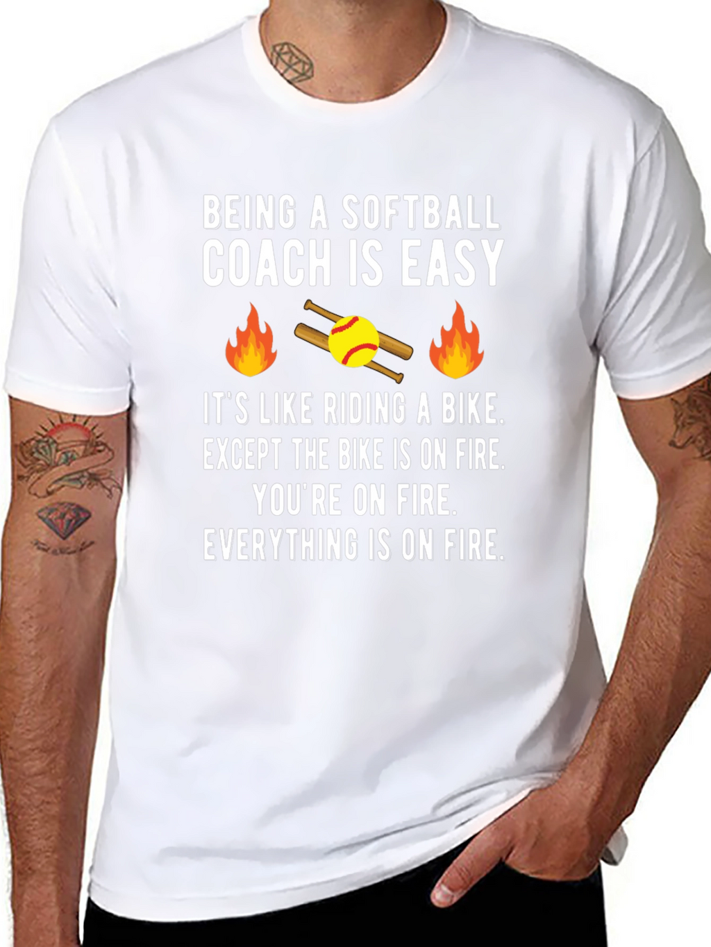 Softball Coach On Fire T-Shirt - Funny Coaching Tee