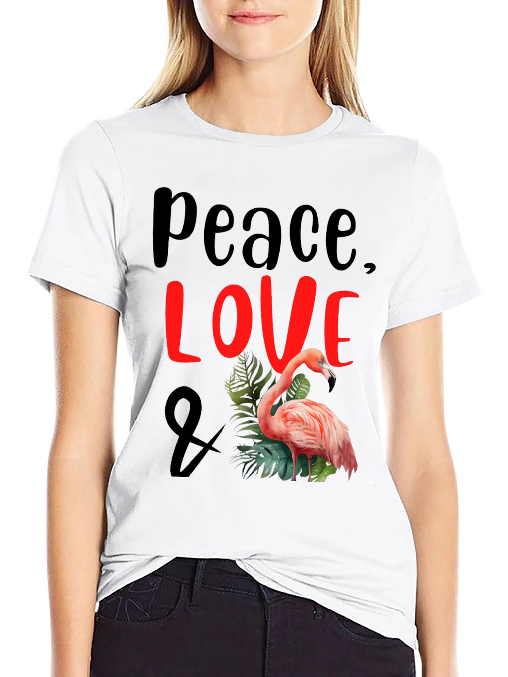 Peace Love Flamingo Graphic T-Shirt