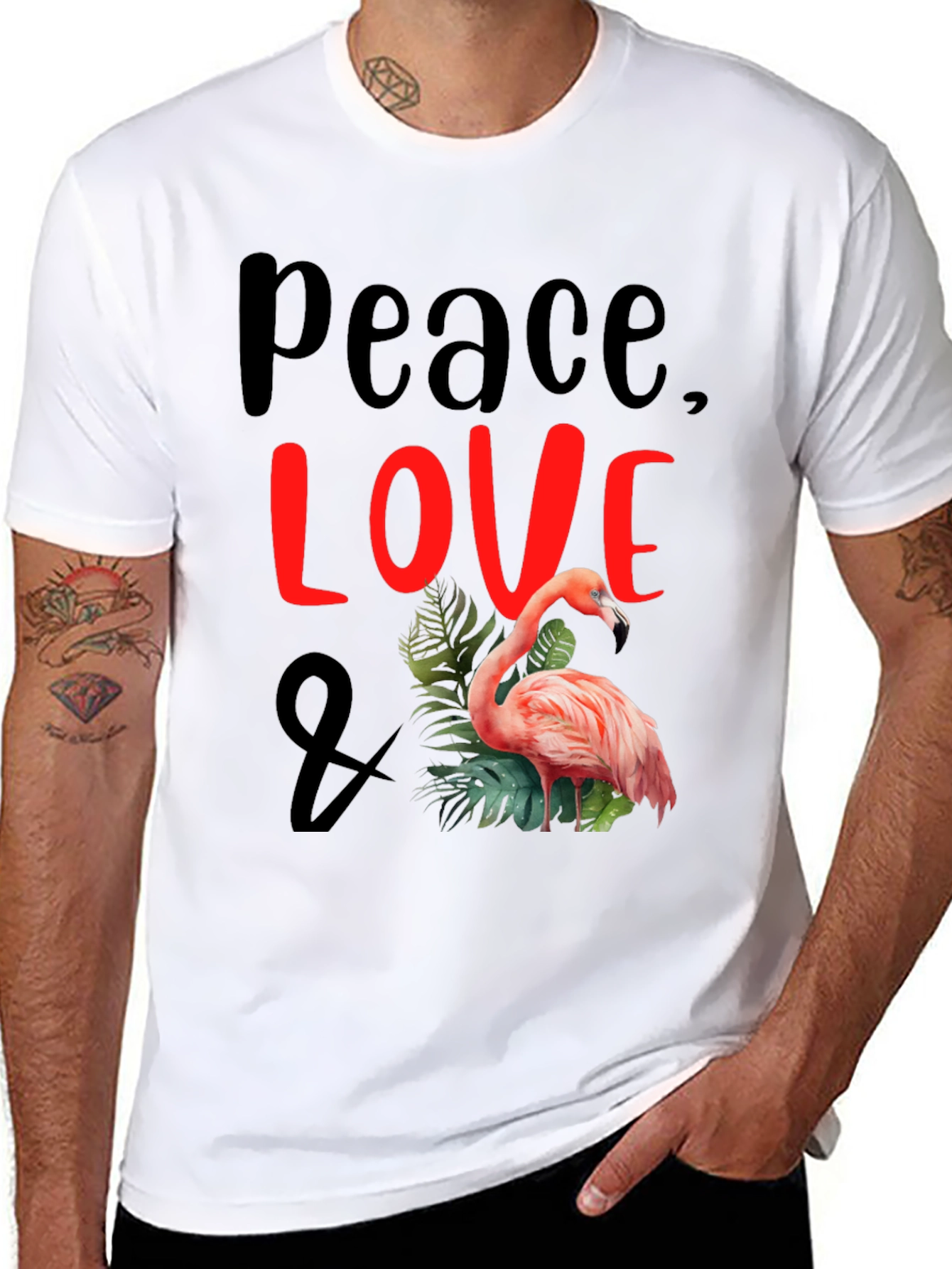 Peace Love Flamingo Graphic T-Shirt