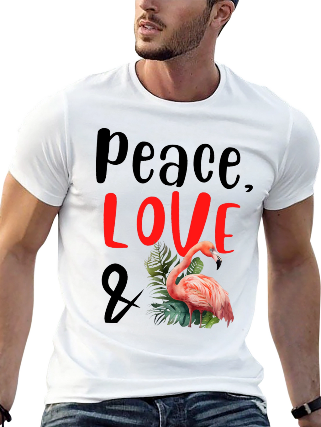 Peace Love Flamingo Graphic T-Shirt