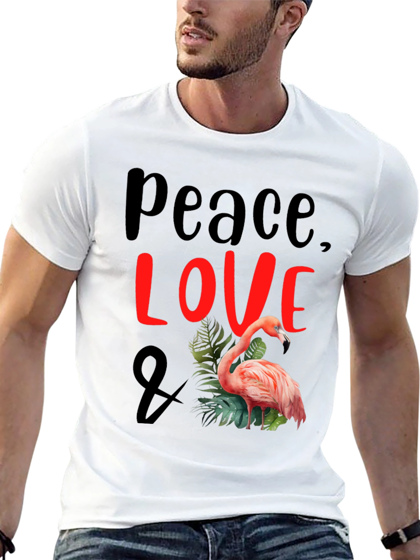 Peace Love Flamingo Graphic T-Shirt