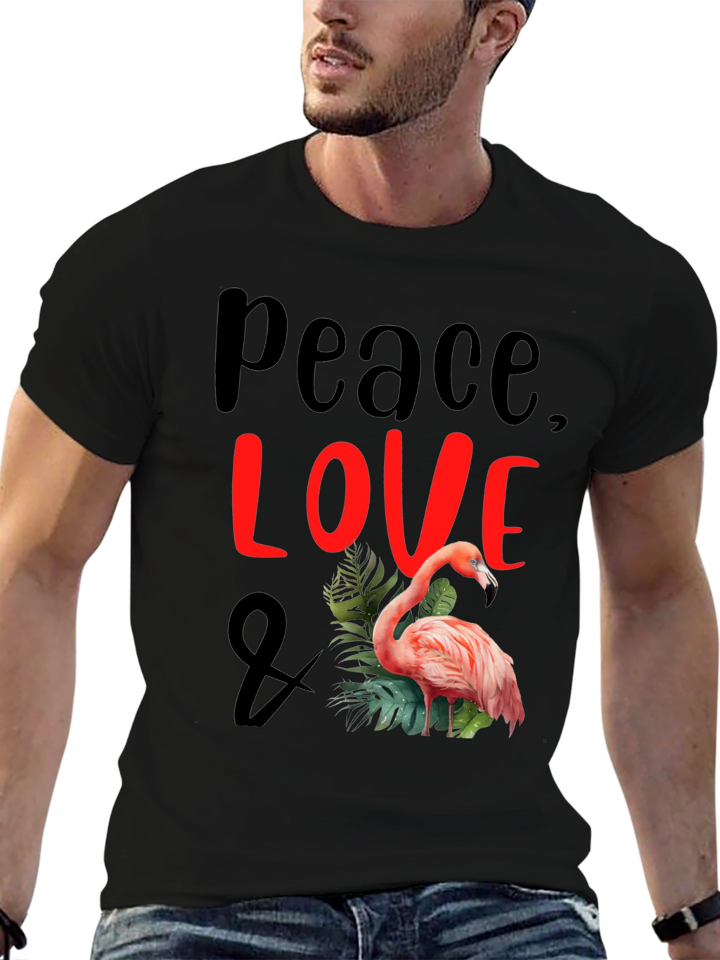 Peace Love Flamingo Graphic T-Shirt