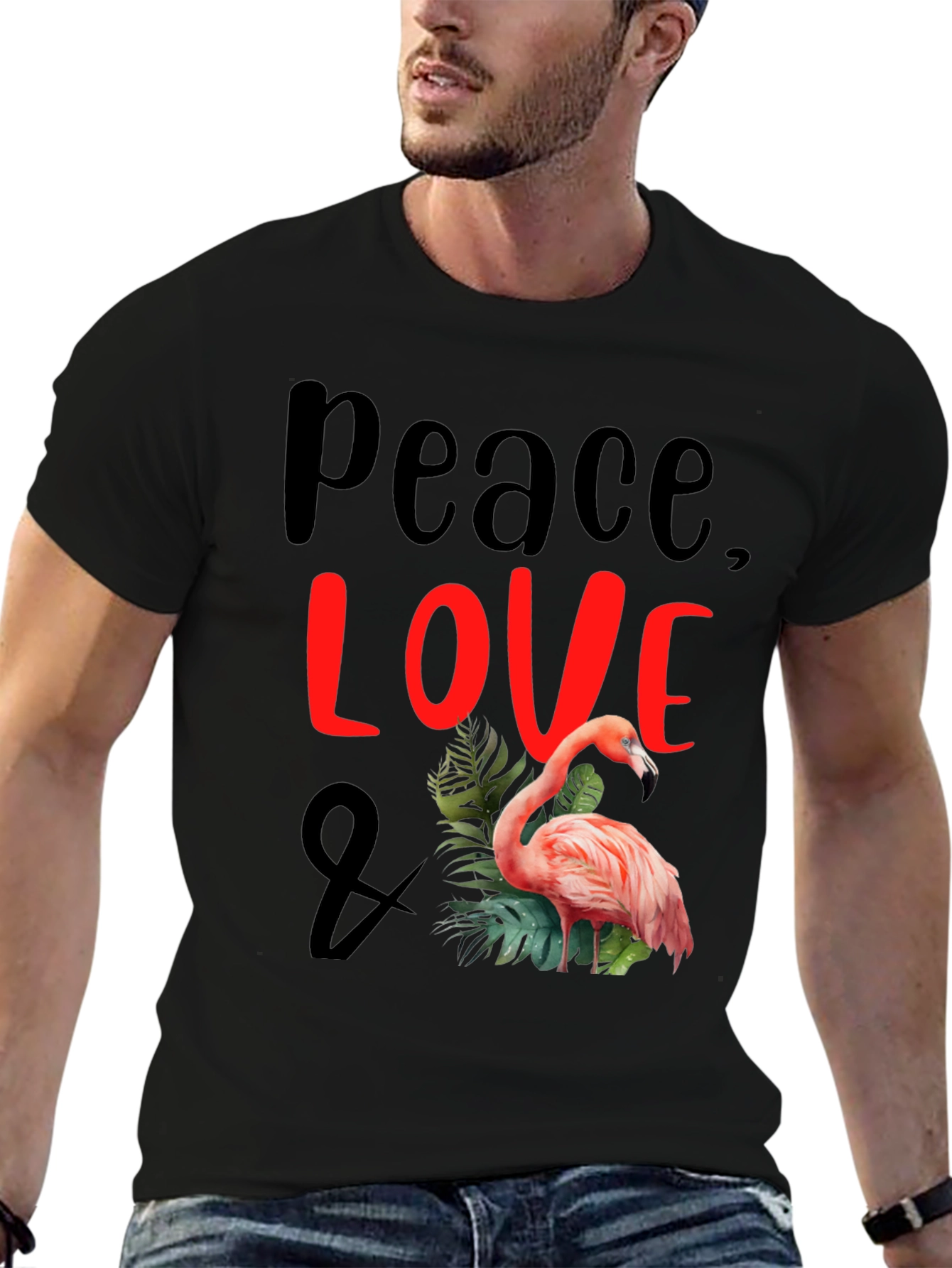 Peace Love Flamingo Graphic T-Shirt