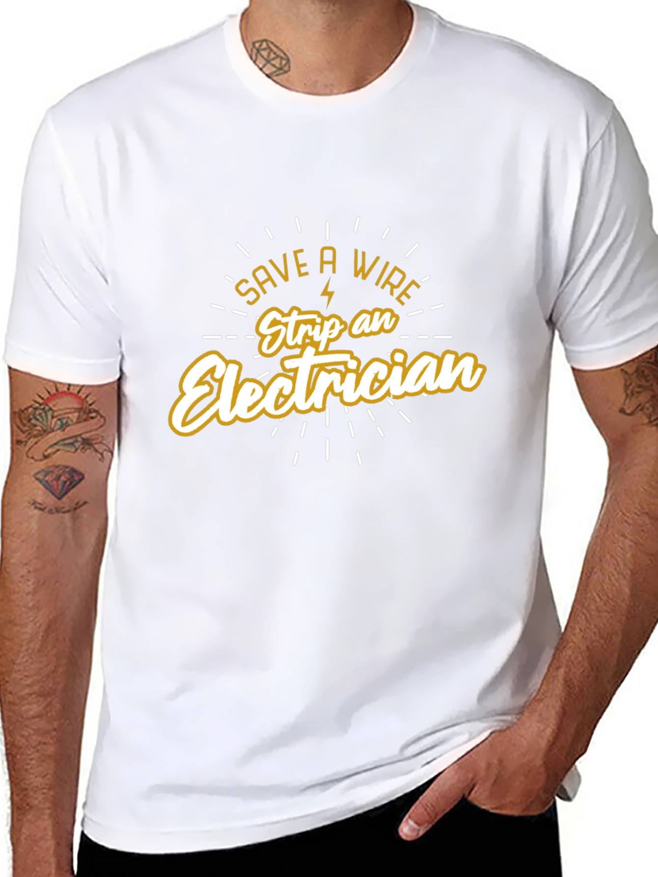 Save a Wire Strip an Electrician Black T-Shirt