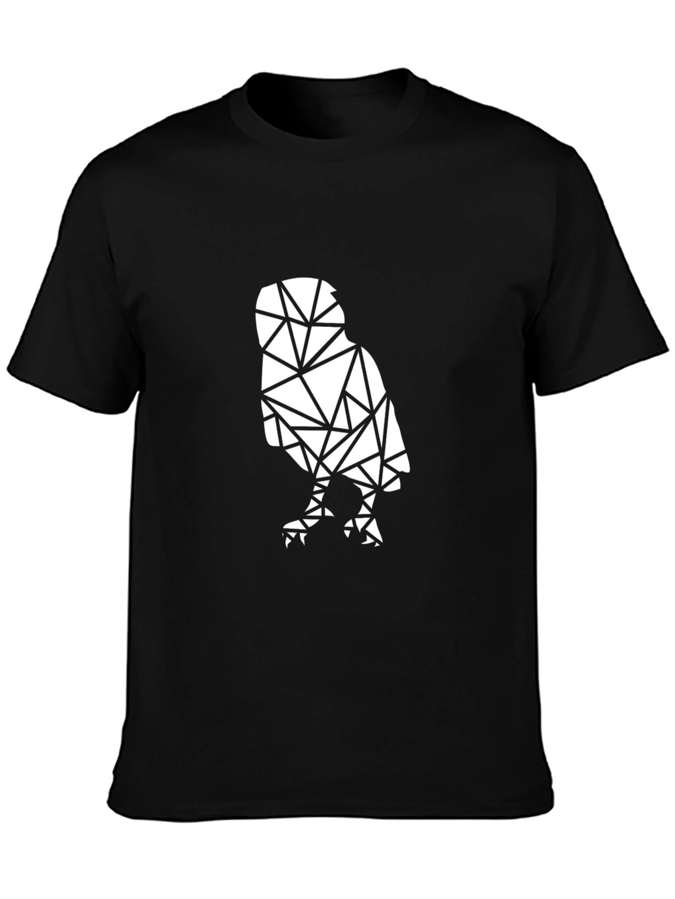Geometric Owl Graphic Tee - Stylish Black Cotton Shirt