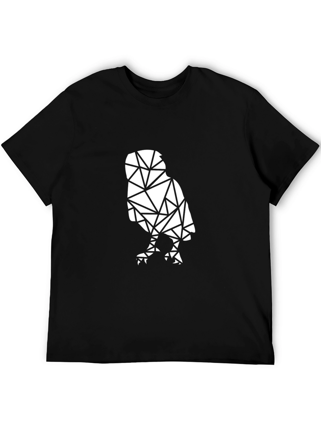 Geometric Owl Graphic Tee - Stylish Black Cotton Shirt
