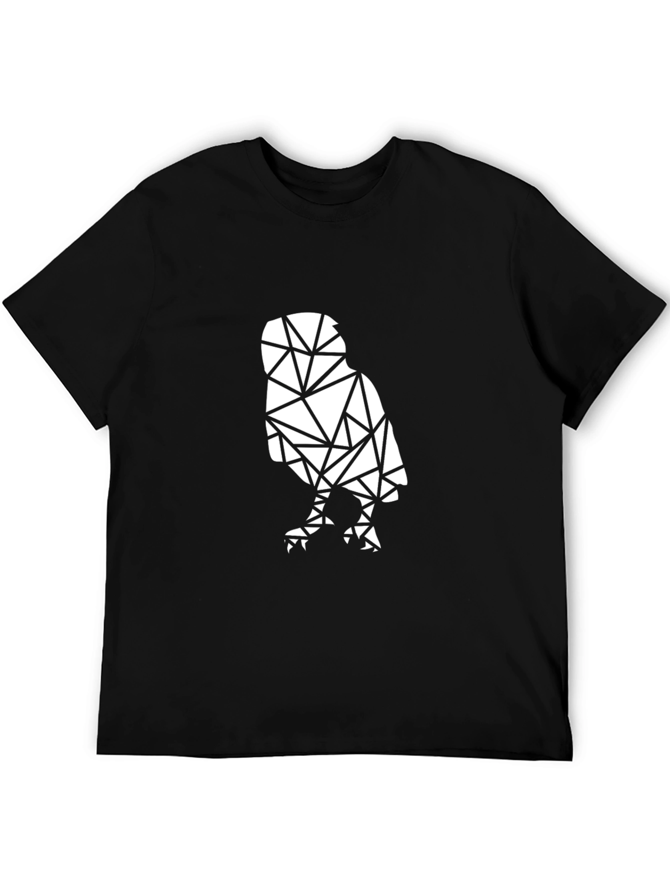 Geometric Owl Graphic Tee - Stylish Black Cotton Shirt