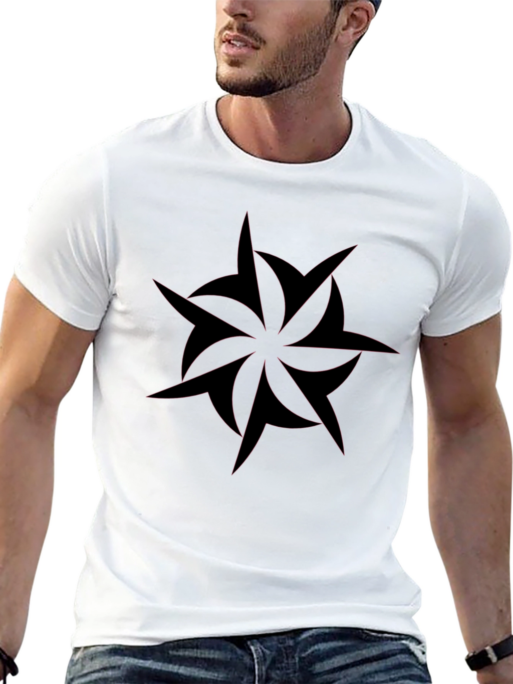 Edgy Black T-Shirt with Abstract Star Design