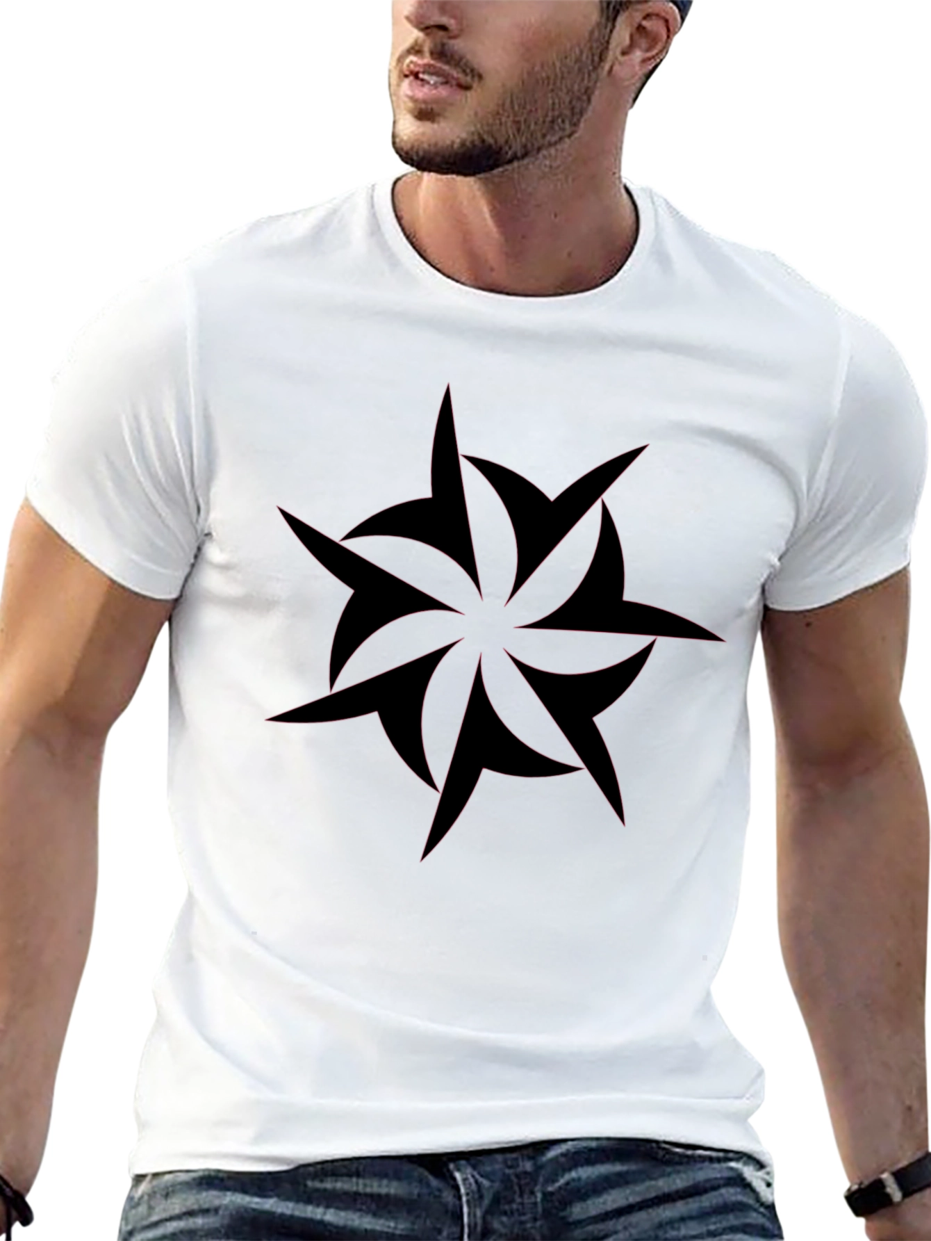Edgy Black T-Shirt with Abstract Star Design