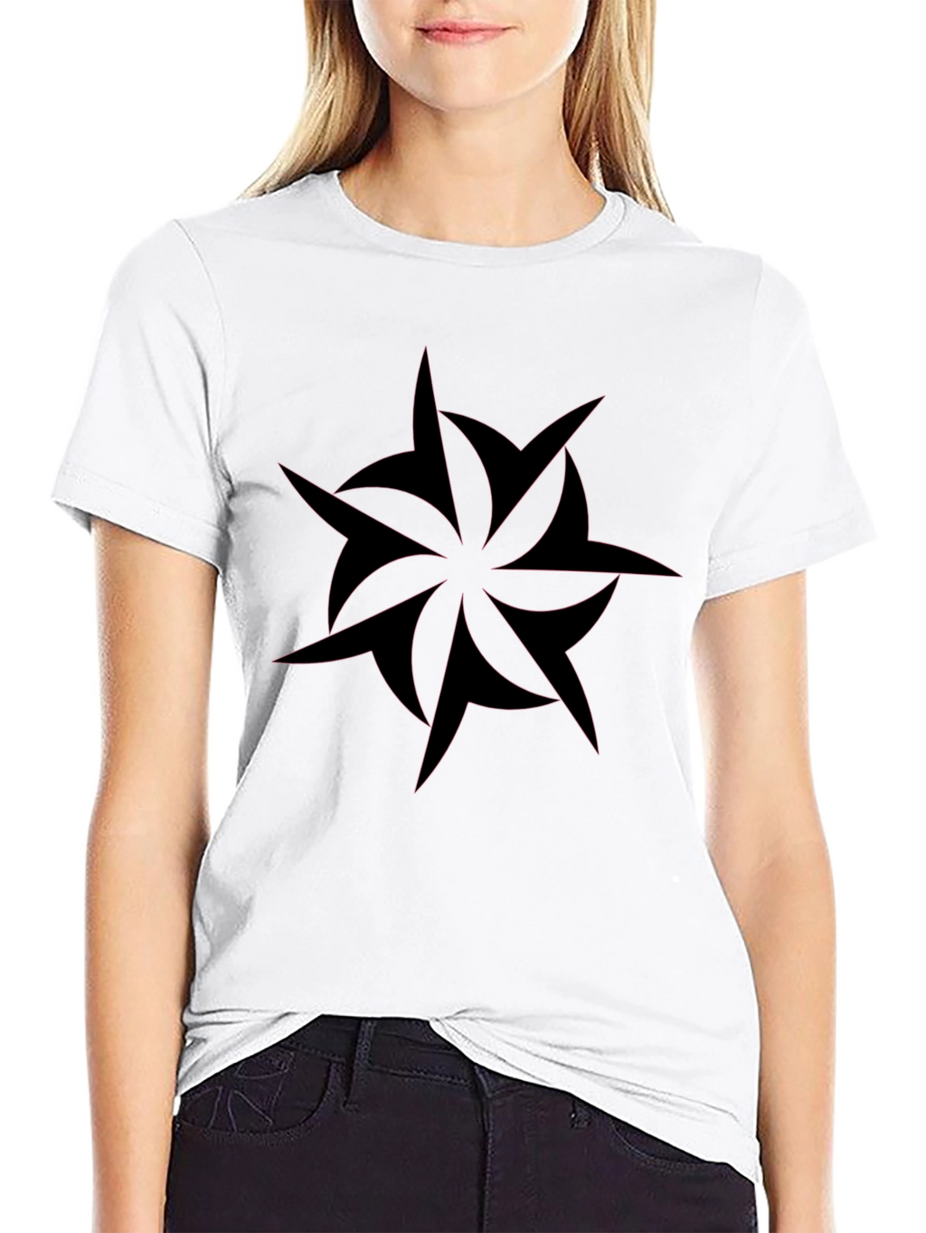 Edgy Black T-Shirt with Abstract Star Design