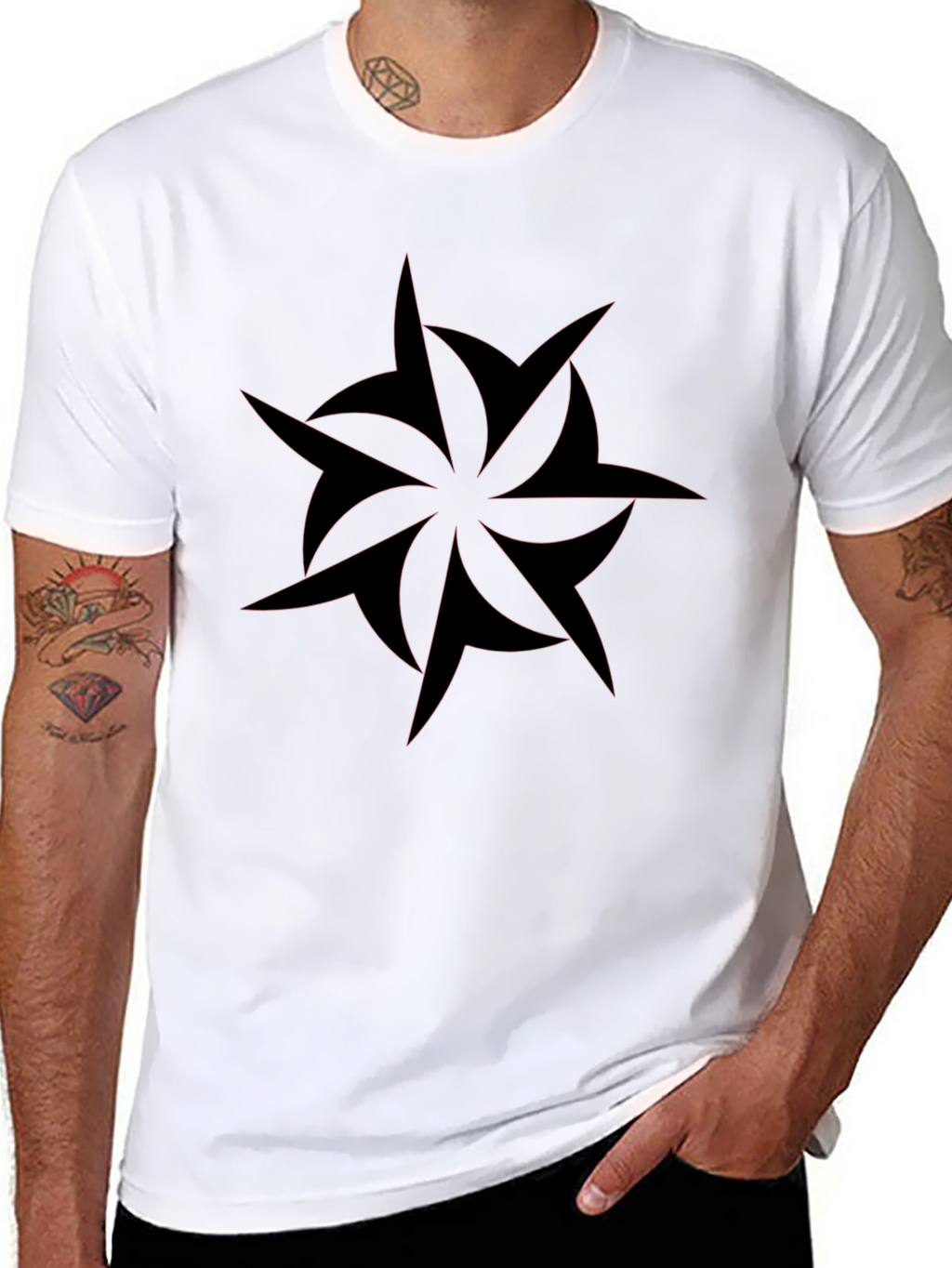 Edgy Black T-Shirt with Abstract Star Design