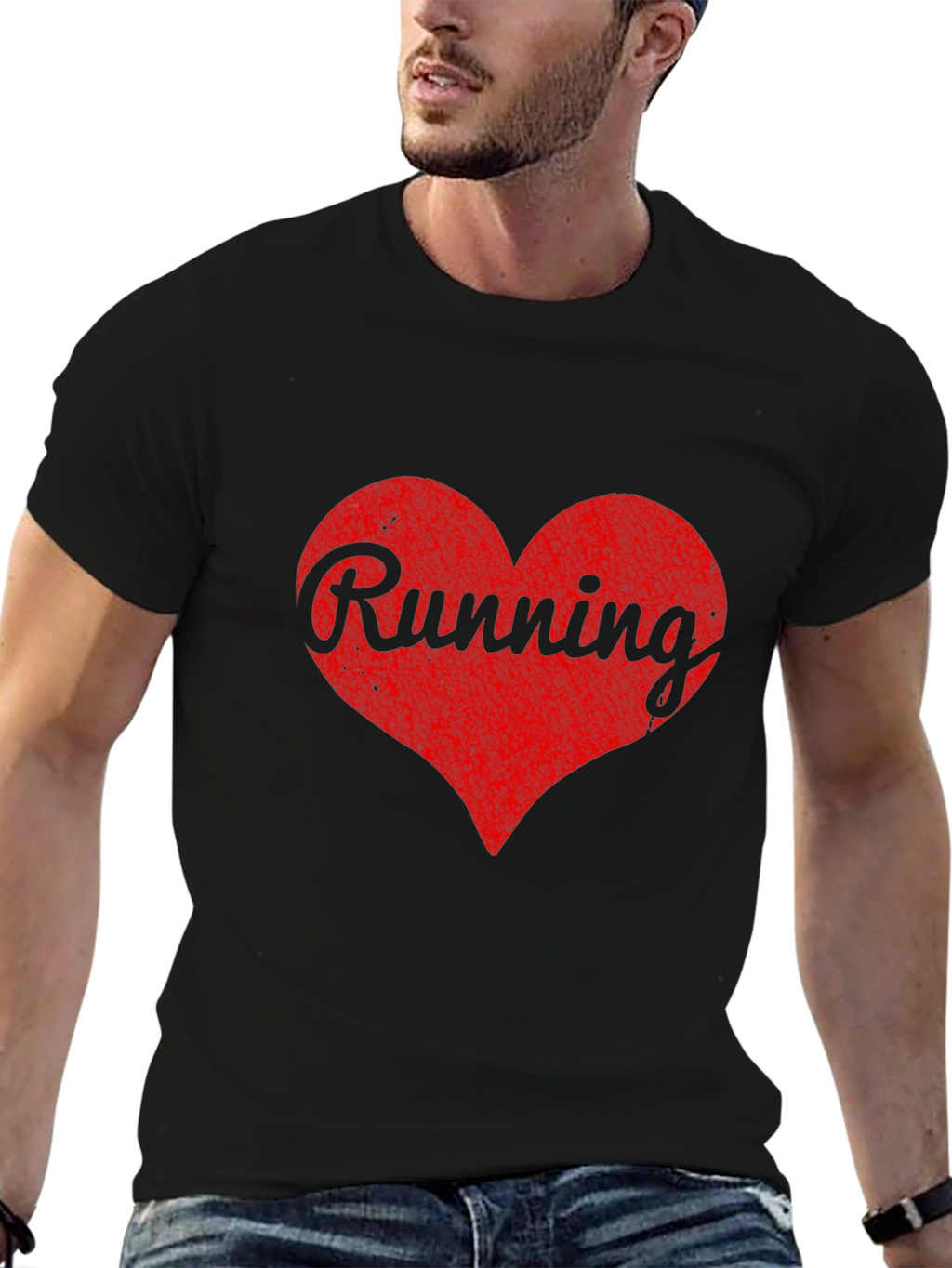 Running Heart Graphic Black T-Shirt