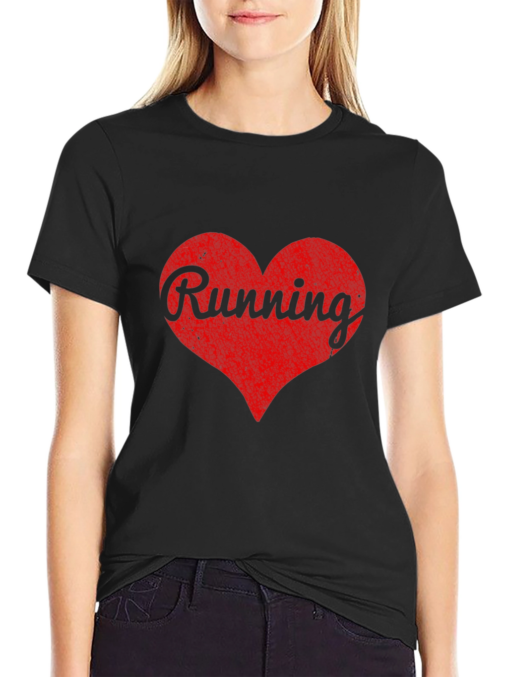 Running Heart Graphic Black T-Shirt