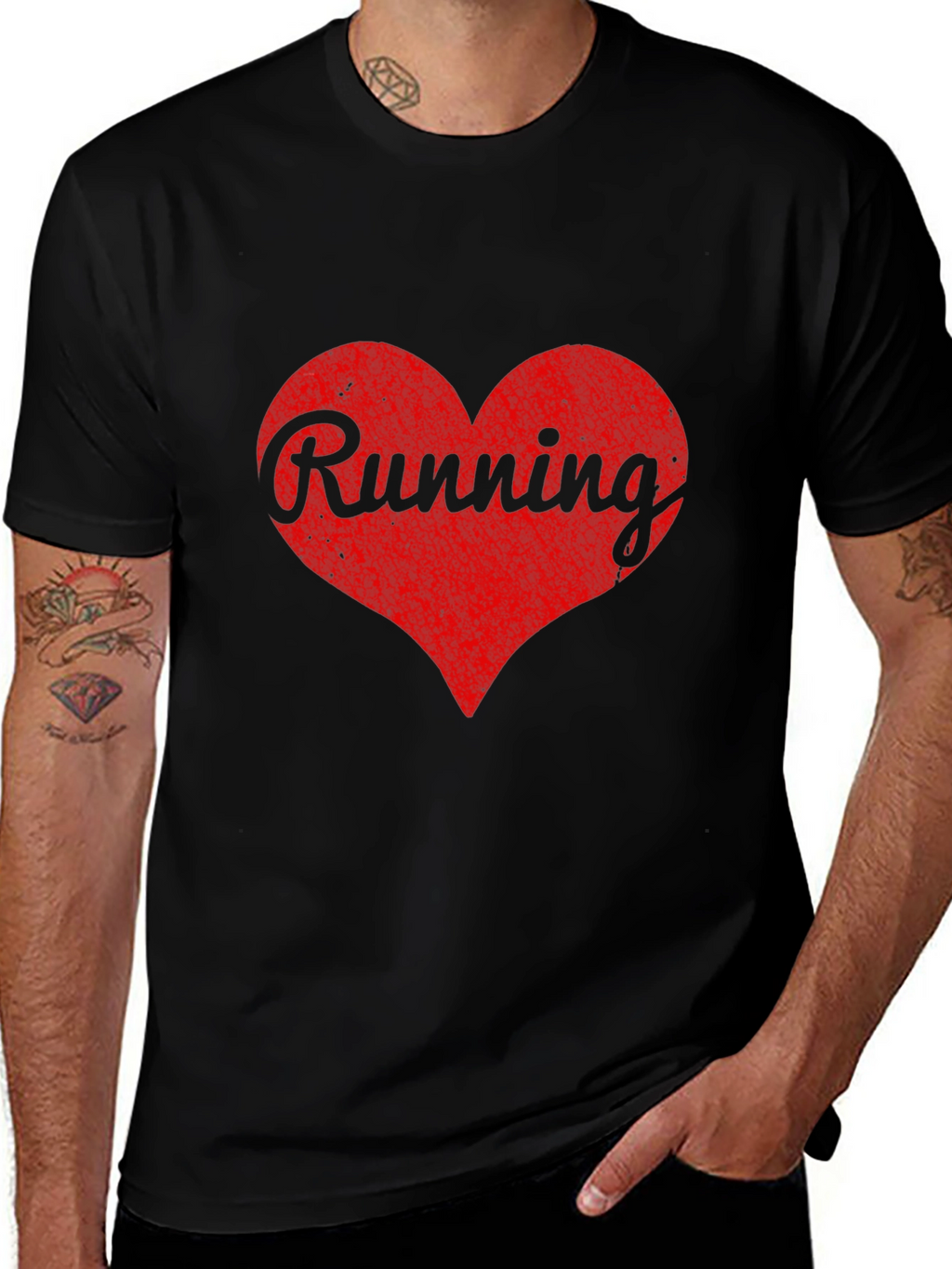 Running Heart Graphic Black T-Shirt