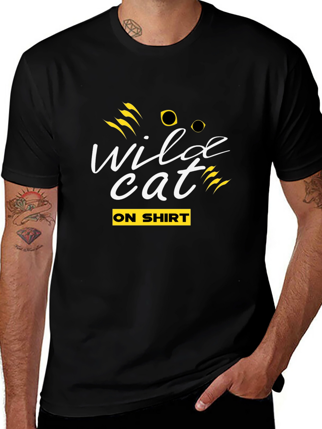 Wildcat Graphic Tee - Black Crew Neck T-Shirt