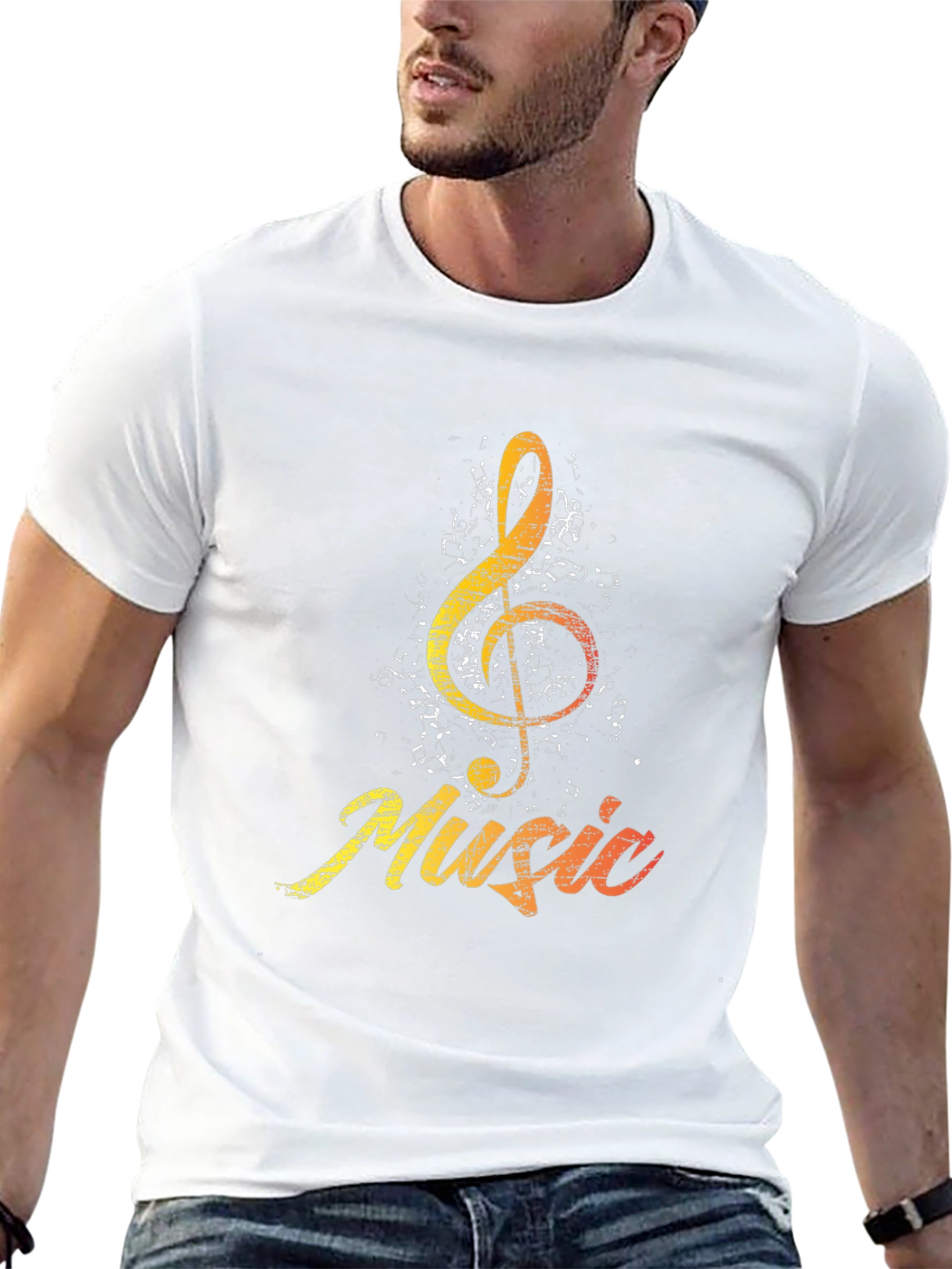 Music Treble Clef Graphic Tee - Black Cotton Shirt