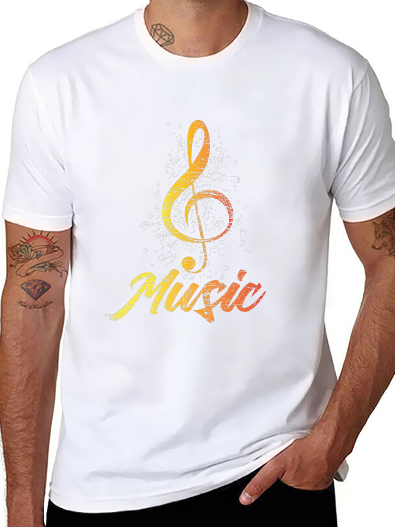 Music Treble Clef Graphic Tee - Black Cotton Shirt