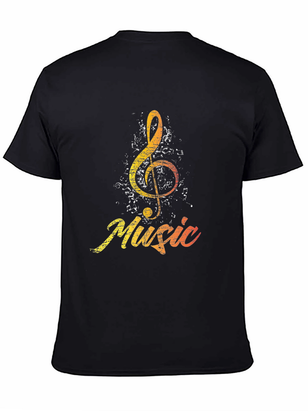 Music Treble Clef Graphic Tee - Black Cotton Shirt