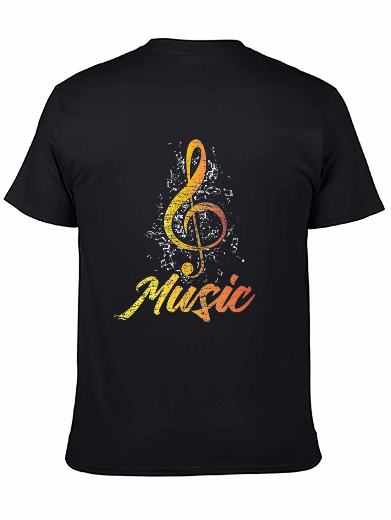 Music Treble Clef Graphic Tee - Black Cotton Shirt
