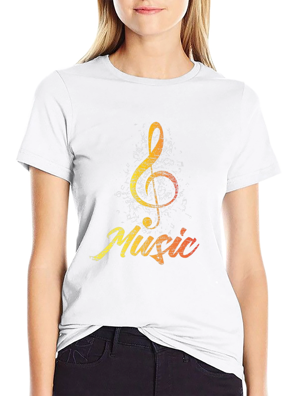 Music Treble Clef Graphic Tee - Black Cotton Shirt