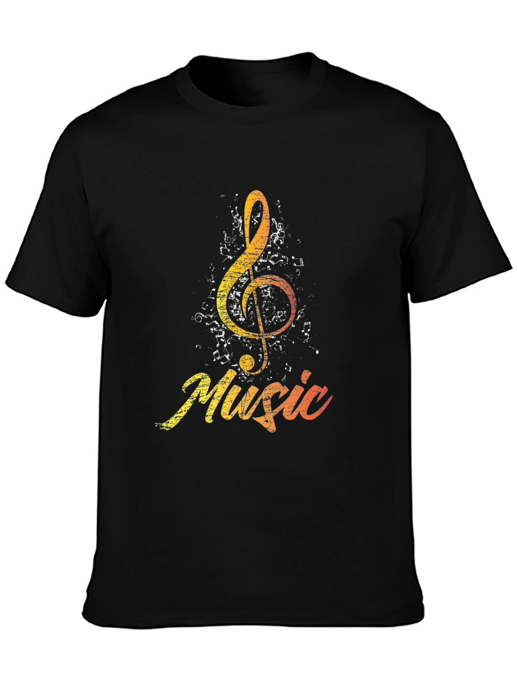 Music Treble Clef Graphic Tee - Black Cotton Shirt