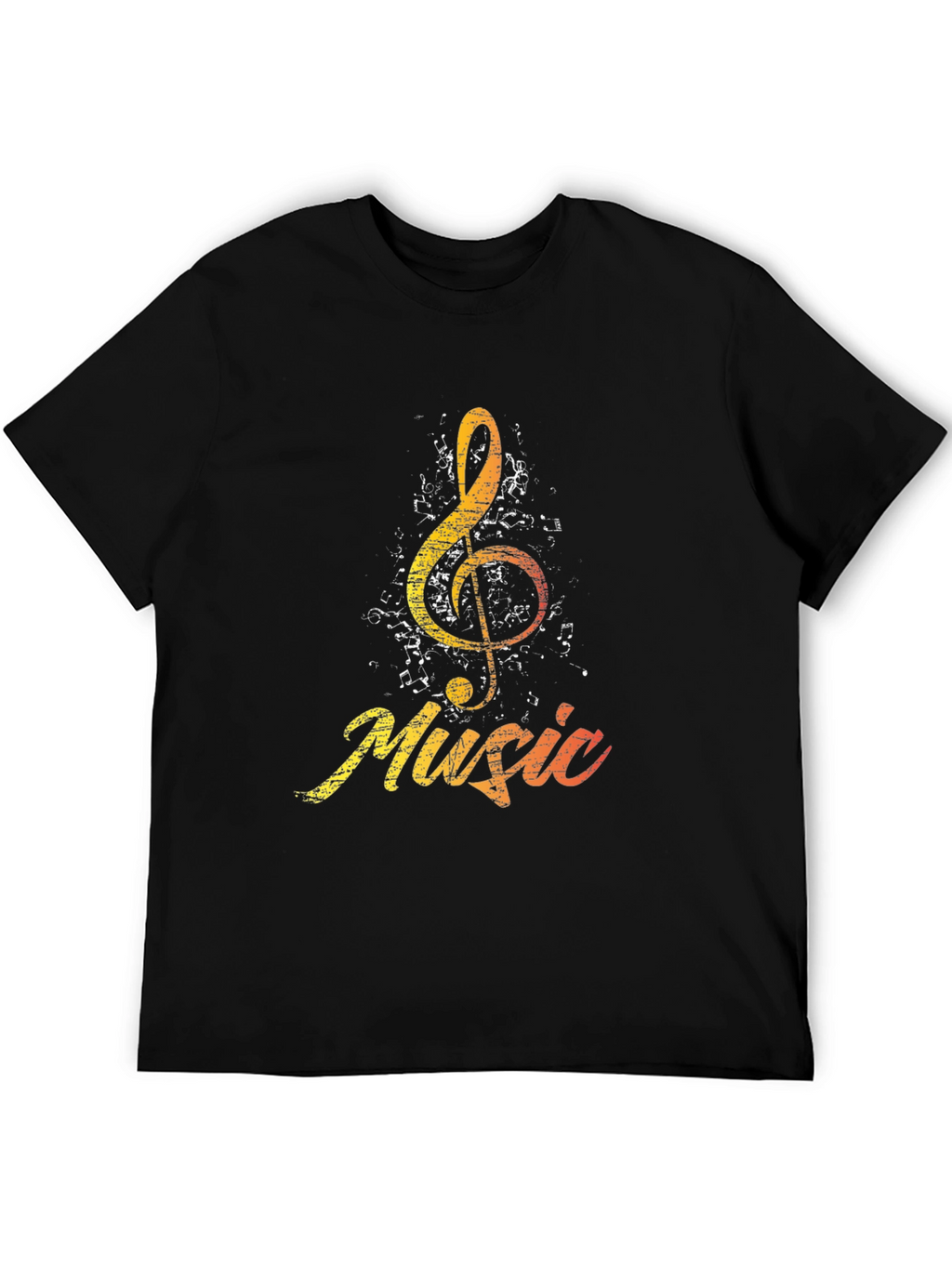 Music Treble Clef Graphic Tee - Black Cotton Shirt