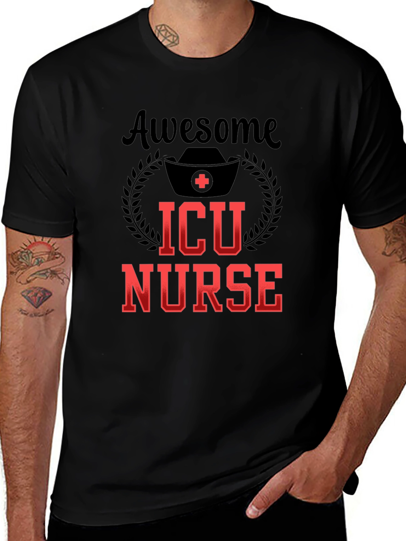 Awesome ICU Nurse Graphic Tee - Black