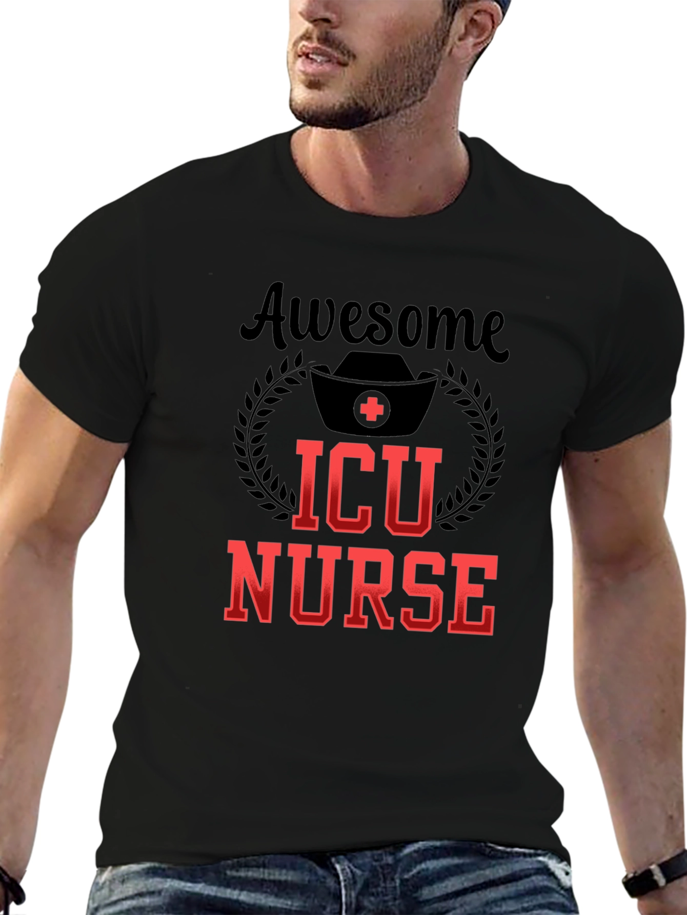 Awesome ICU Nurse Graphic Tee - Black