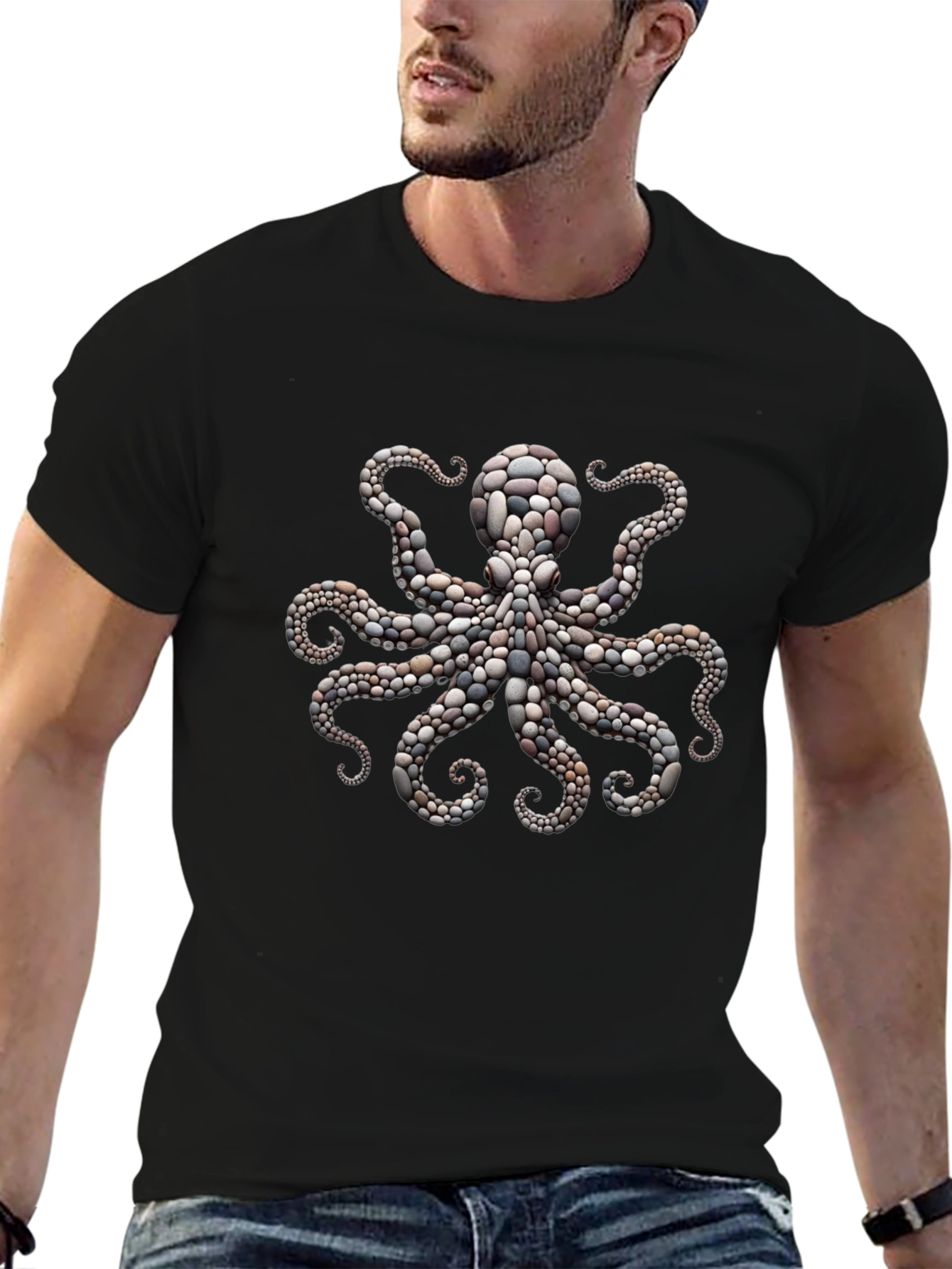 Octopus Stone Art Graphic Tee - Premium Comfort