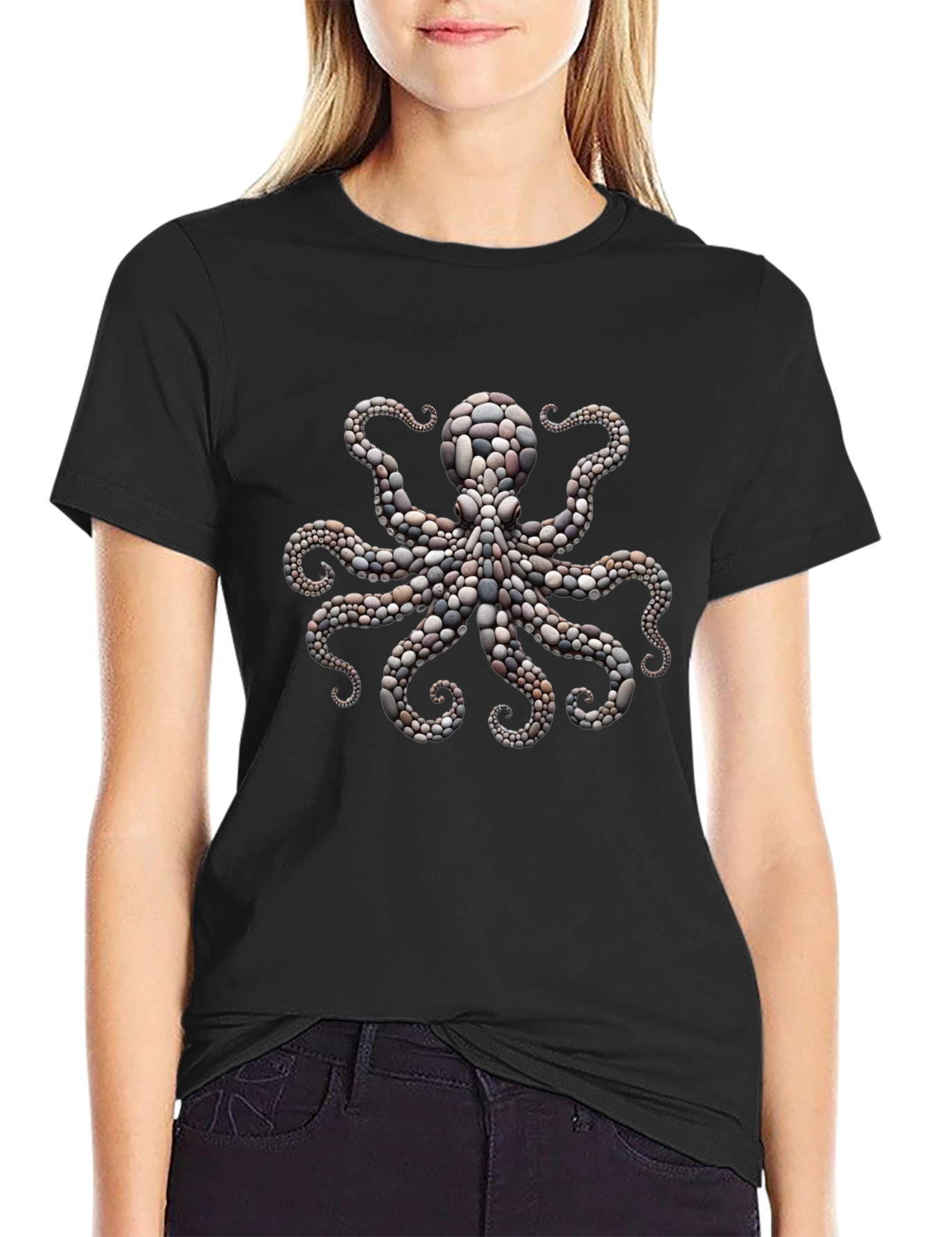 Octopus Stone Art Graphic Tee - Premium Comfort