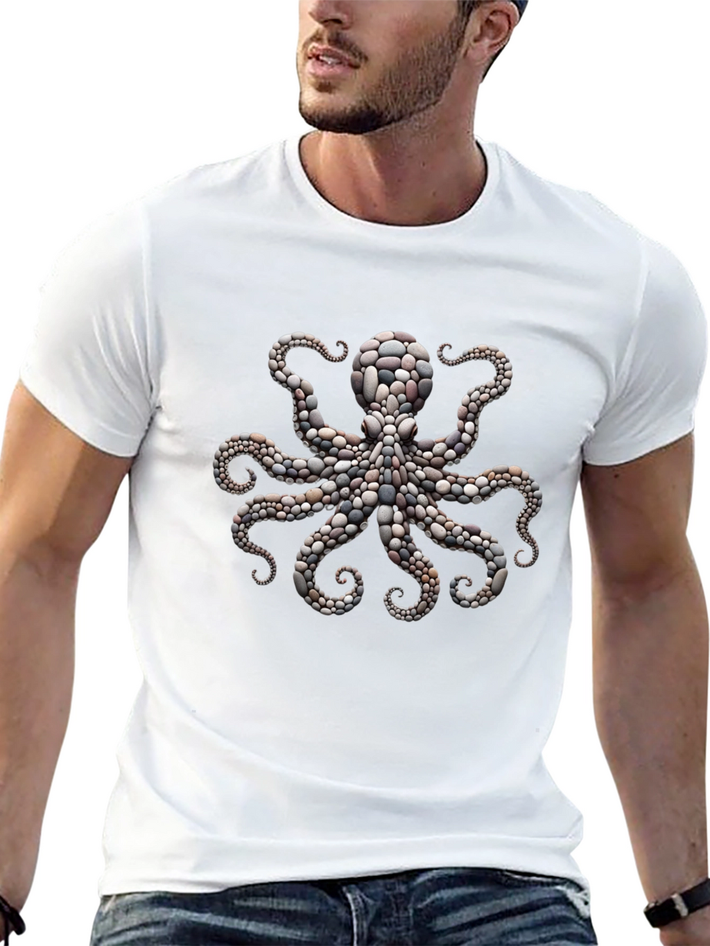 Octopus Stone Art Graphic Tee - Premium Comfort