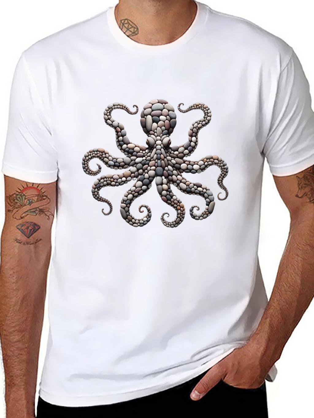 Octopus Stone Art Graphic Tee - Premium Comfort