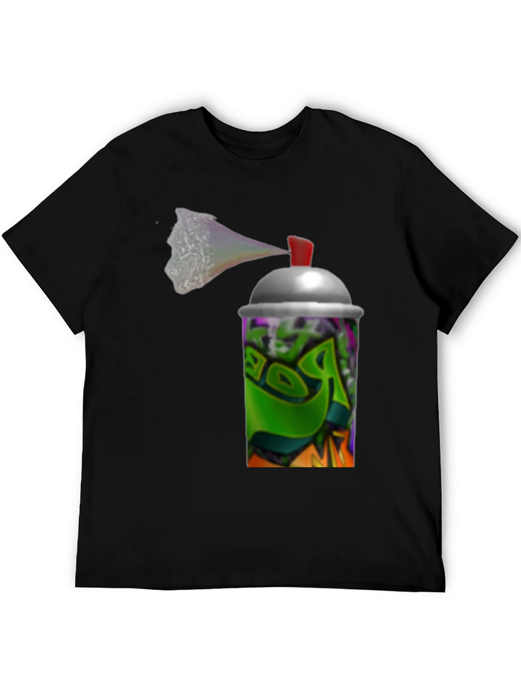 Graffiti Spray Can Graphic Black T-Shirt