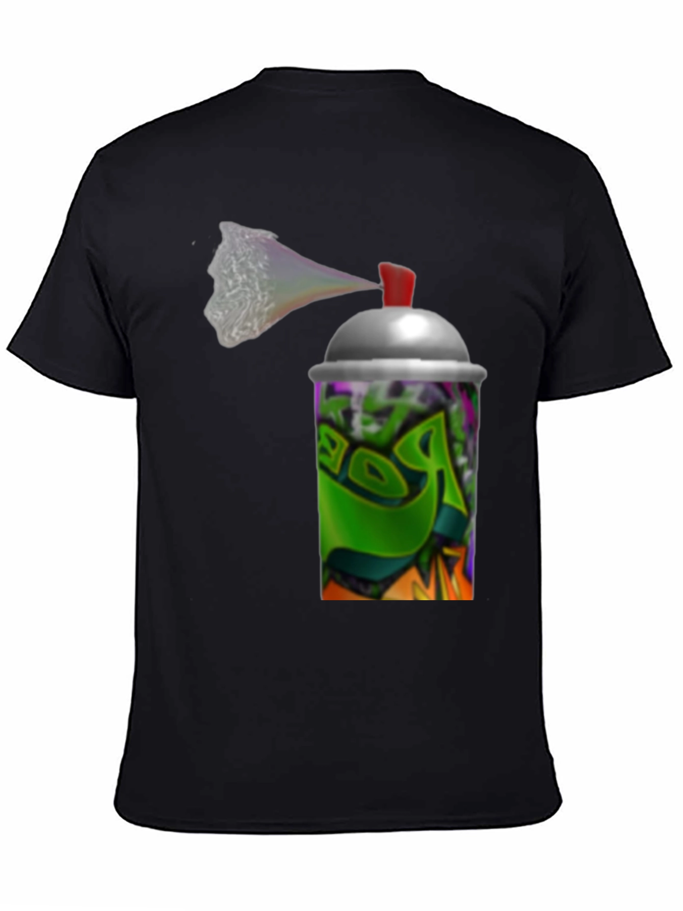 Graffiti Spray Can Graphic Black T-Shirt