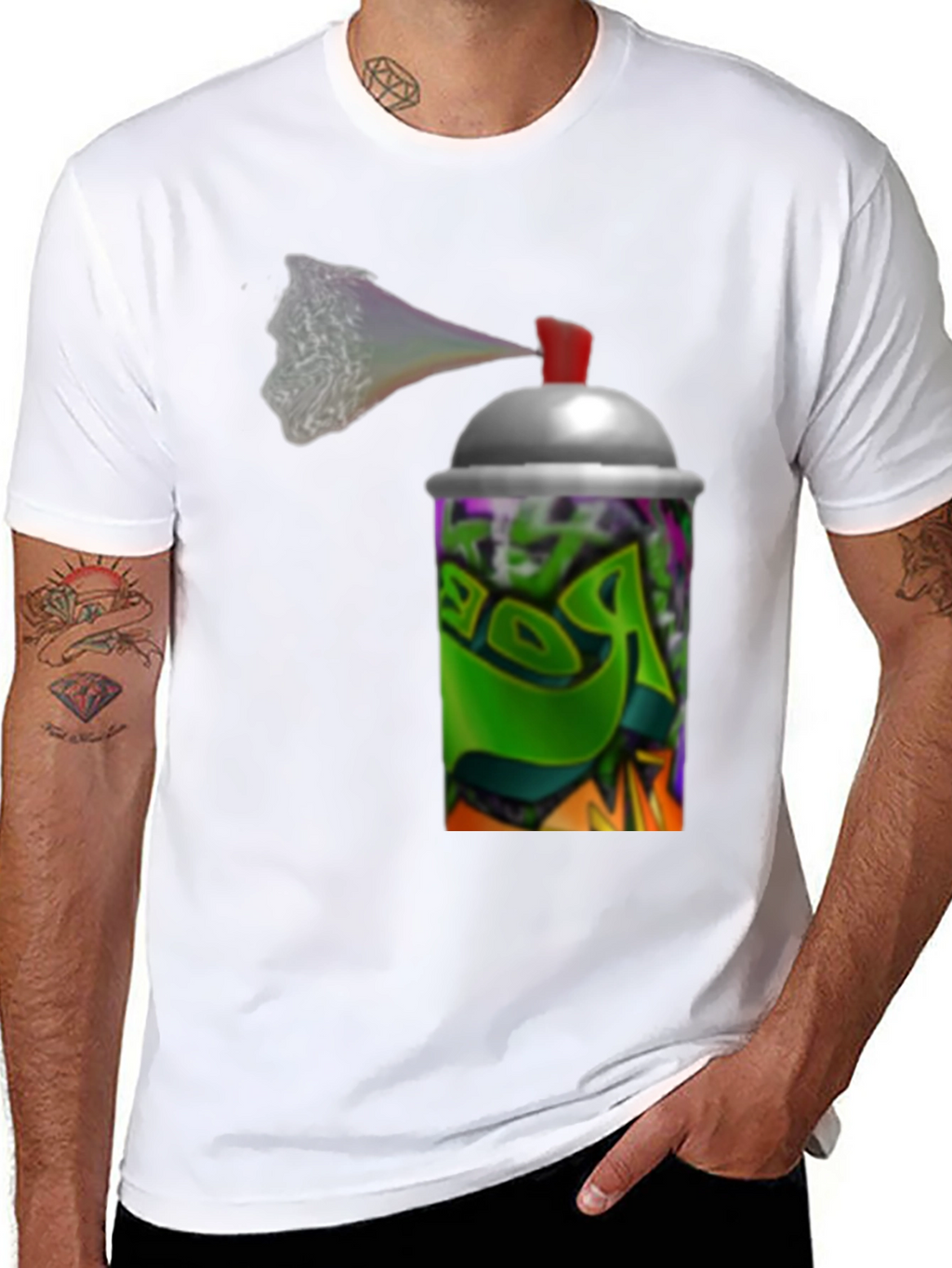 Graffiti Spray Can Graphic Black T-Shirt