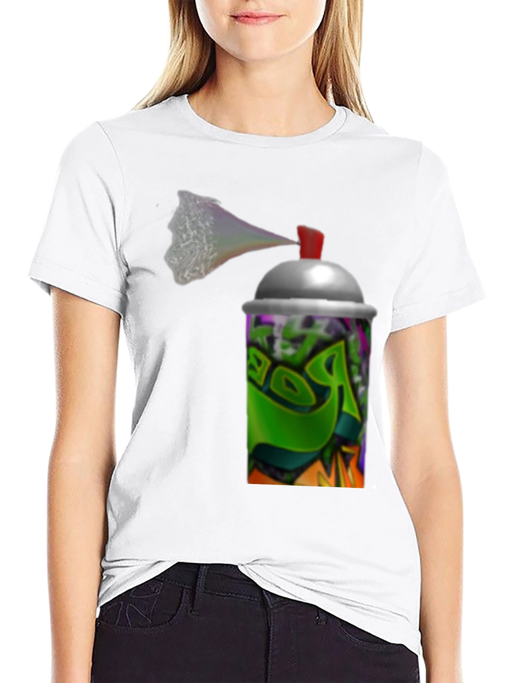 Graffiti Spray Can Graphic Black T-Shirt
