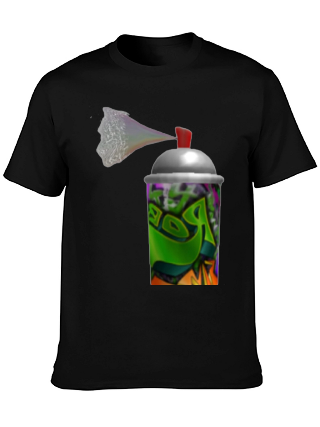 Graffiti Spray Can Graphic Black T-Shirt