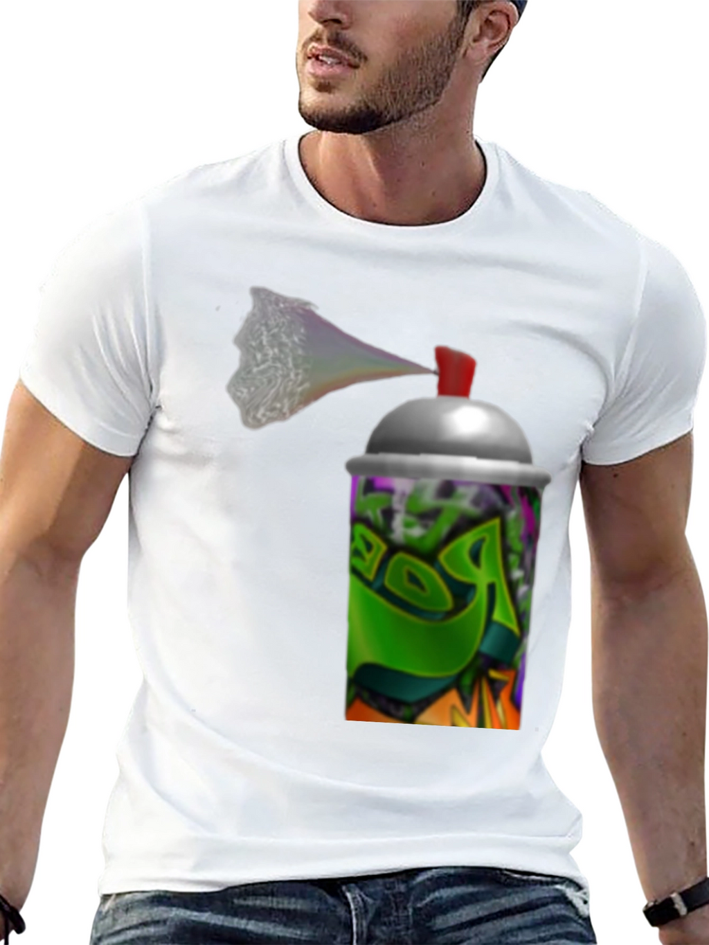 Graffiti Spray Can Graphic Black T-Shirt