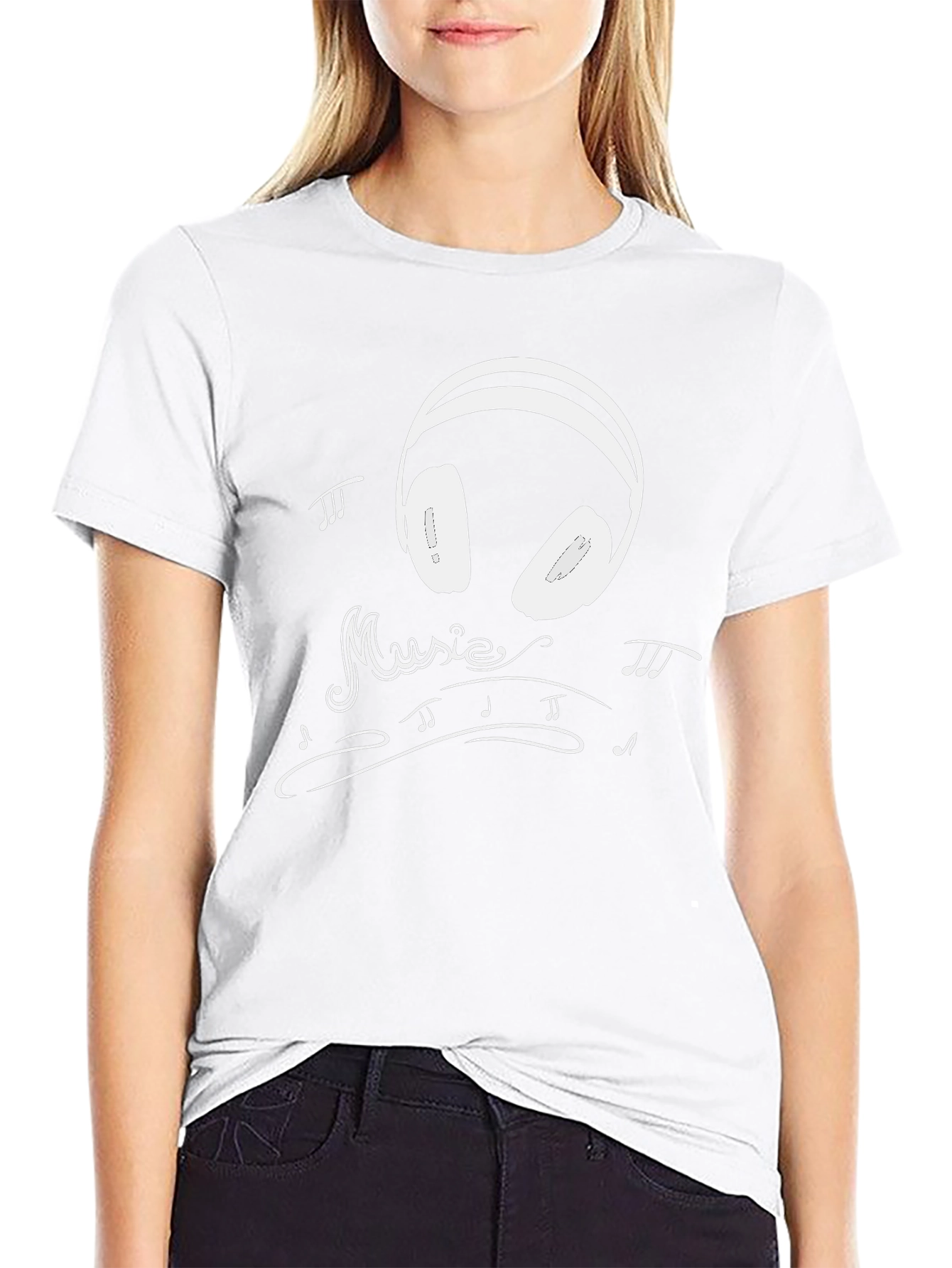 Music Lovers Black T-Shirt with Headphone Design