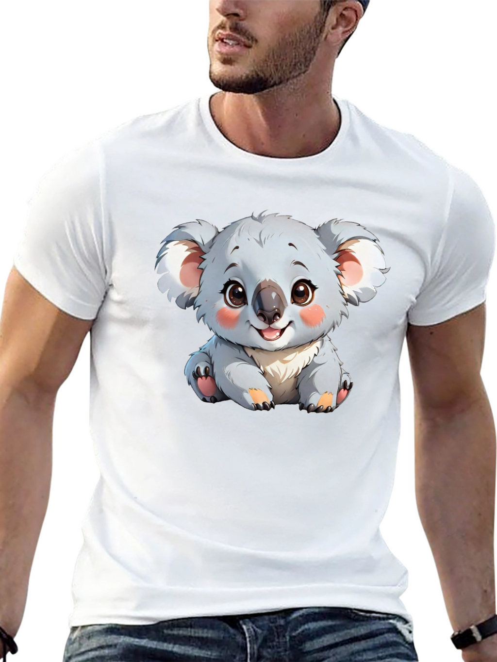 Cute Koala Bear Graphic T-Shirt - Black