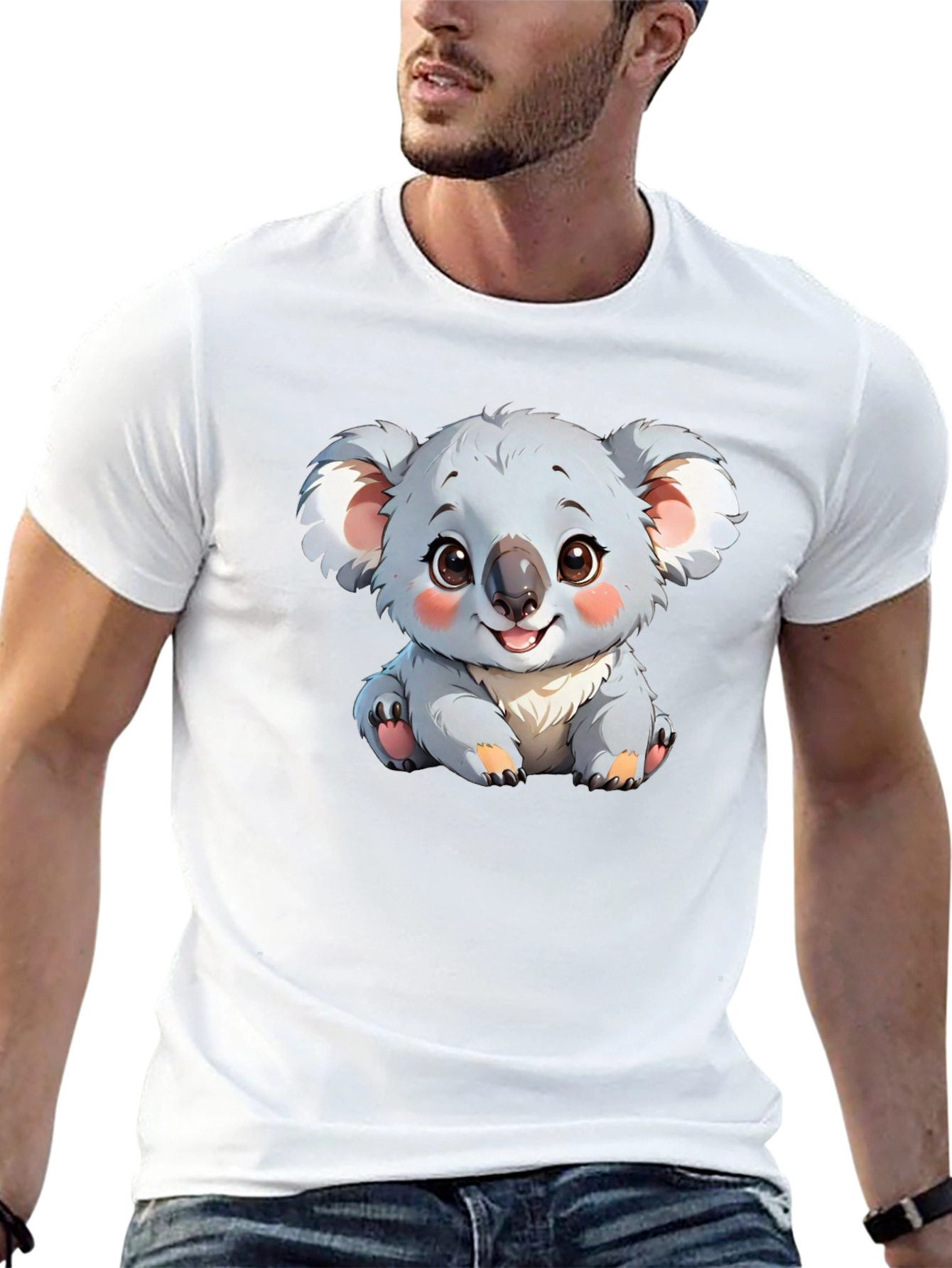 Cute Koala Bear Graphic T-Shirt - Black